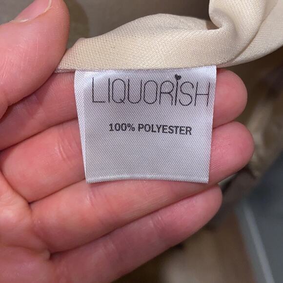 Liquorish Maxi Crinkled Wrap Dress Beige NWT Sz 8 Polyester Short Sleeve - Picture 7 of 12